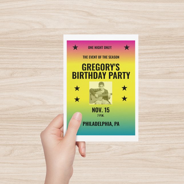 Vintage Ombre Concert Poster with Photo Custom Postcard (Creator Uploaded)