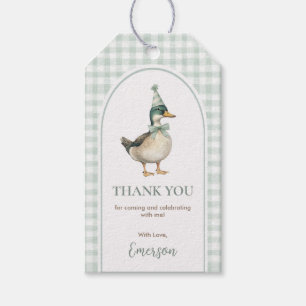Vintage One Lucky Duck Sage Green Balloon Birthday Gift Tags