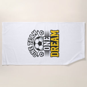 Vintage One Team One Dream Soccer Shirt Design_1 Beach Towel