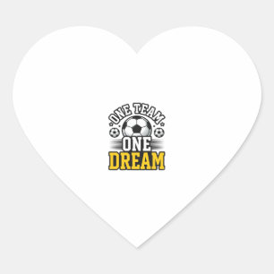 Vintage One Team One Dream Soccer Shirt Design_1 Heart Sticker