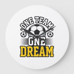 Vintage One Team One Dream Soccer Shirt Design_1 Large Clock