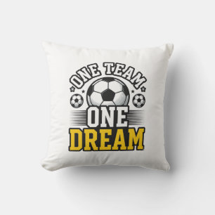 Vintage One Team One Dream Soccer Shirt Design_1 Throw Pillow