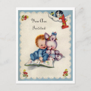 Vintage One Year Old Birthday Boy Invitation