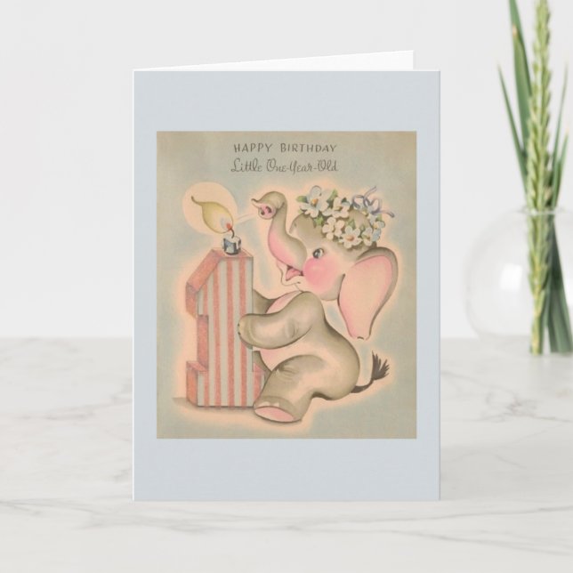 Vintage One Year Old Birthday Card (Front)