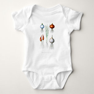 Vintage Onion Garlic Botanical Print Baby Bodysuit