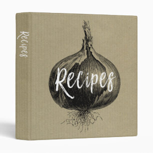 Vintage Onion Kraft Paper Design 1" Recipe Binder