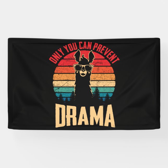 Vintage Only You Can Prevent Drama Llama Banner (Horizontal)