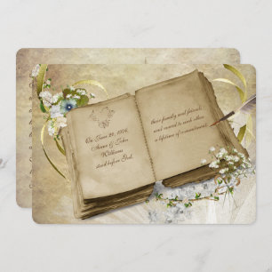 Vintage Open Book Vow Renewal Invite