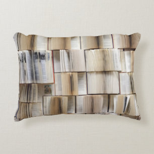 Vintage Open Books Book Pages Accent Pillow