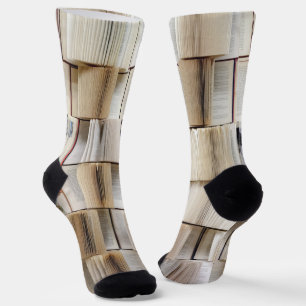 Vintage Open Books Book Pages Socks