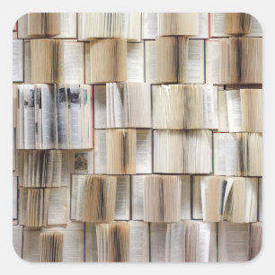Vintage Open Books Book Pages Square Sticker
