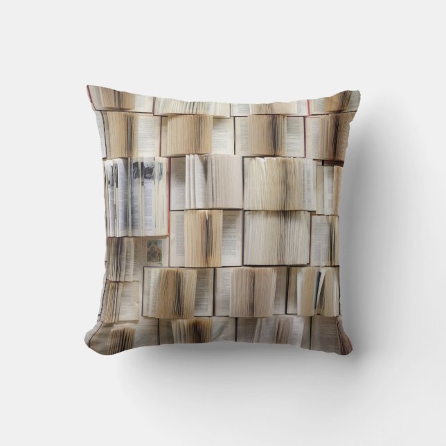 Vintage Open Books Book Pages Throw Pillow (Front)