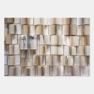 Vintage Open Books Book Pages Wrapping Paper Sheet