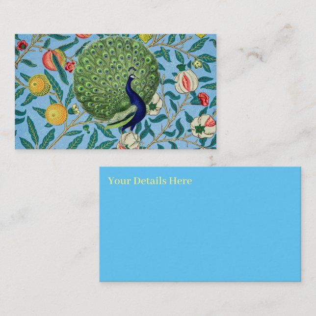 Vintage Open Fan Feathers Peacock Business Card (Front/Back)