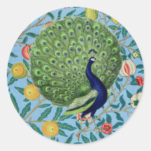 Vintage Open Fan Feathers Peacock Classic Round Sticker