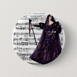 Vintage Opera Gothic Queen of the Night Art  2 Inch Round Button