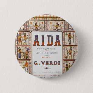Vintage Opera Music, Egyptian Aida by Verdi 2 Inch Round Button