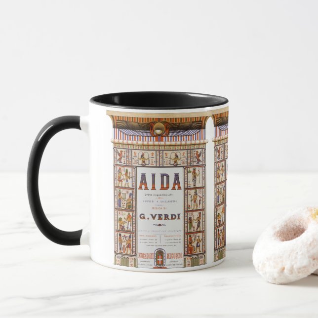 Vintage Opera Music, Egyptian Aida by Verdi Mug (With Donut)