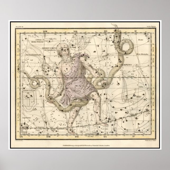 Vintage Ophiuchus Constellation Zodiac Print (Front)