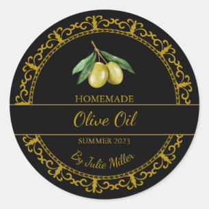 Vintage or maison Étiquette à huile d'olive Noir