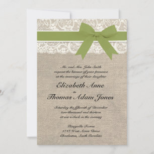 Vintage or Rustic look Wedding Invitation - Olive2