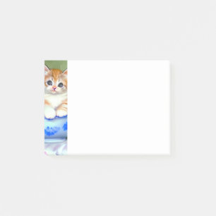 Vintage Orange and White Kitten Illustration Post-it Notes