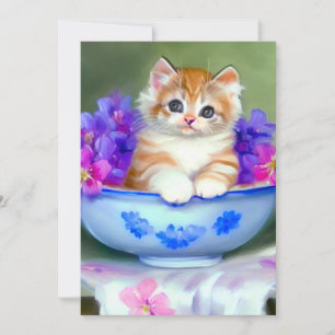 Vintage Orange and White Kitten Illustration Save The Date