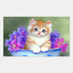 Vintage Orange and White Kitten Illustration Sticker