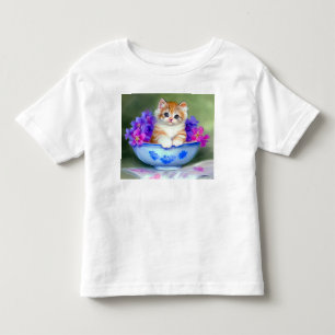 Vintage Orange and White Kitten Illustration Toddler T-shirt
