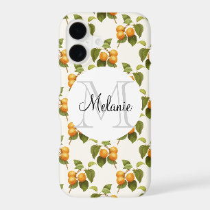 Vintage Orange Apricot Watercolor Pattern Monogram