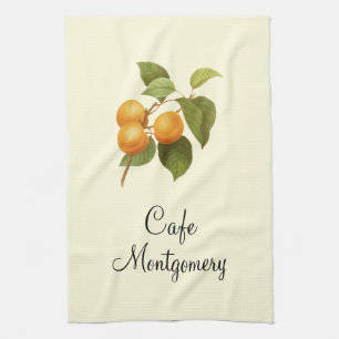 Vintage Orange Apricots Watercolor Drawing Kitchen Towel
