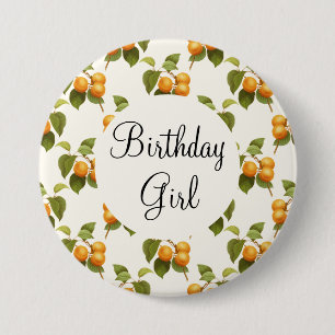 Vintage Orange Apricots Watercolor Pattern 3 Inch Round Button