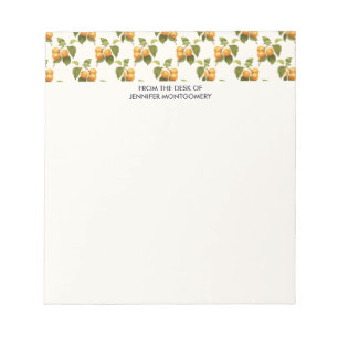 Vintage Orange Apricots Watercolor Pattern Notepad