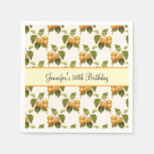 Vintage Orange Apricots Watercolor Pattern Party Napkin