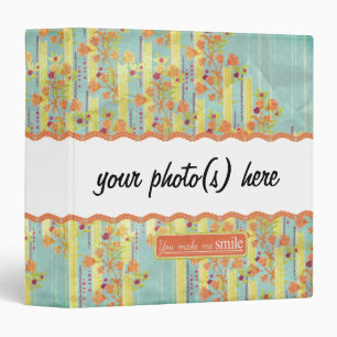 Vintage Orange & Azure Floral Binder