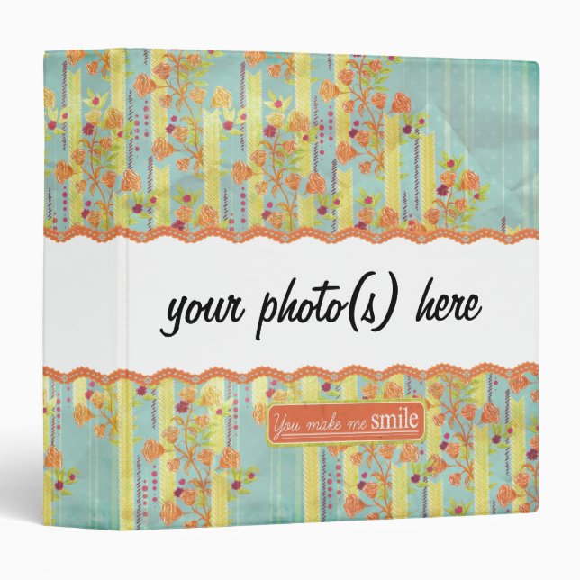 Vintage Orange & Azure Floral Binder (Front/Spine)