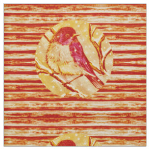 Vintage Orange Bird Fabric