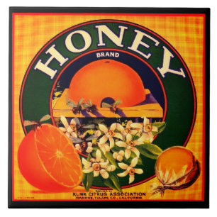 Vintage orange blossom honey sign ceramic tile