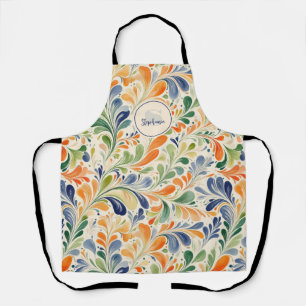 Vintage Orange Blue Green Floral Paisley Apron