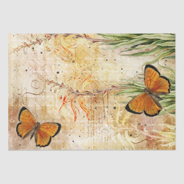 Vintage Orange Butterfly Tissue Paper (Front)