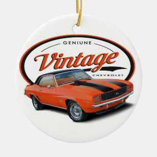 Vintage Orange Camaro Ceramic Ornament
