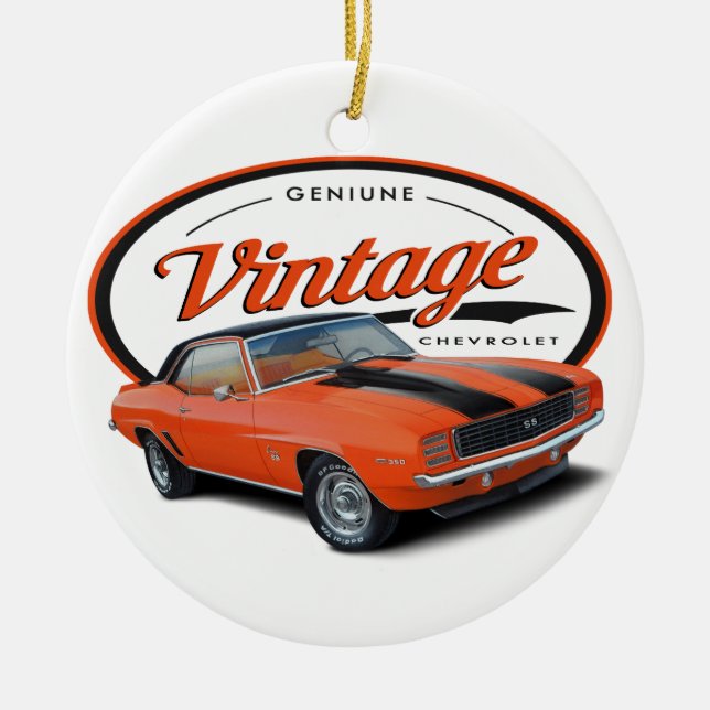 Vintage Orange Camaro Ceramic Ornament (Front)