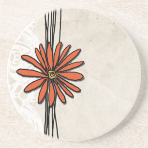 Vintage Orange Daisy Coaster