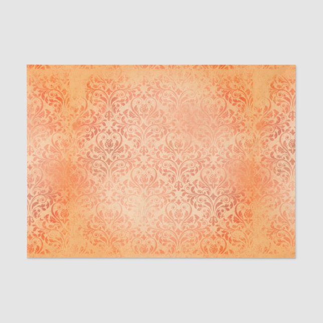Vintage Orange Damask Tissue Paper (Front)