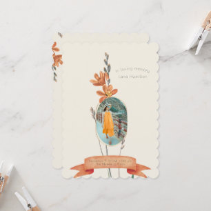 Vintage Orange Floral Photo Funeral Programme
