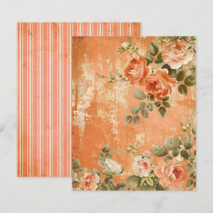 Vintage Orange Floral Striped Journal Sheet
