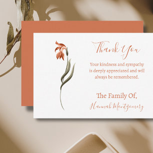 Vintage Orange Floral Sympathie Merci Cartes