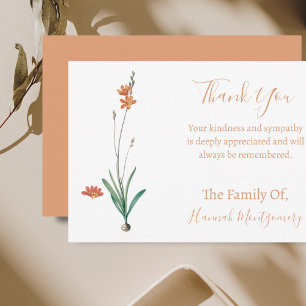 Vintage Orange Floral Sympathie Merci Cartes