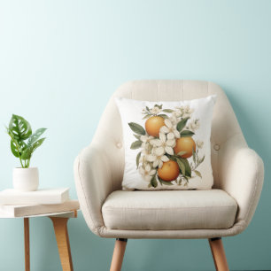 Vintage Orange Flower Kitchen Throw Pillow