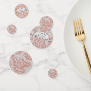 Vintage Orange French Toile de Jouy Bridal Shower Confetti